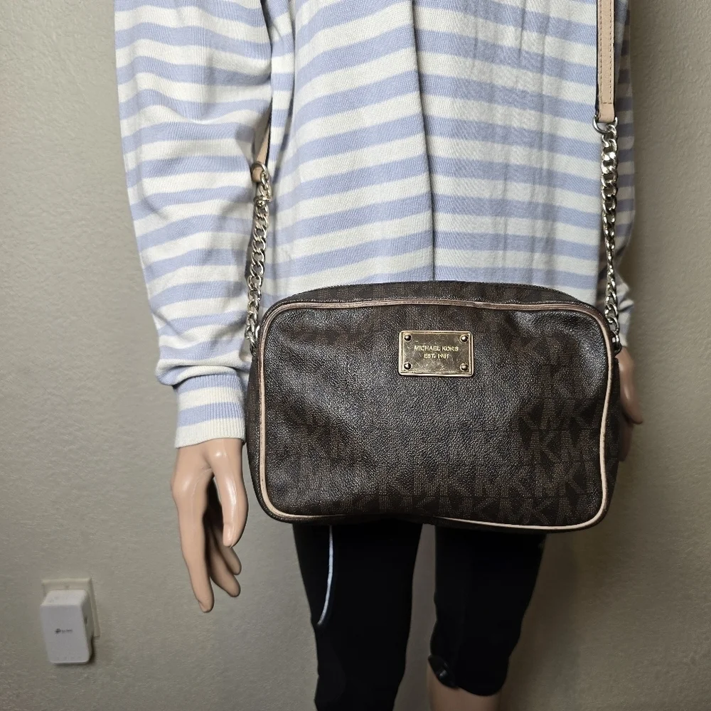 Michael Kors Dark Brown Monogram Crossbody Bag